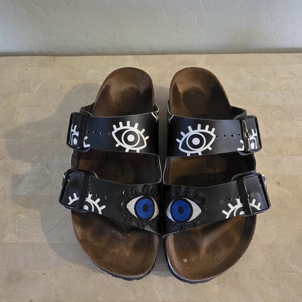 Black Sandals with Eye Design